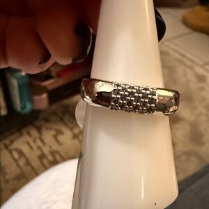 Sterling Silver Pave Accent Band Ring - Silver